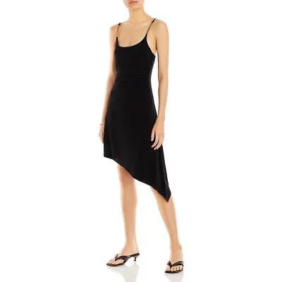 Женское асимметричное коктейльное и вечернее платье до середины икры с черной цепочкой цвета Aqua M BHFO 3155