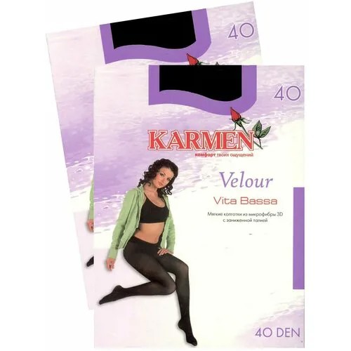 Колготки Karmen Velour, 40 den, 2 шт., размер 3, черный
