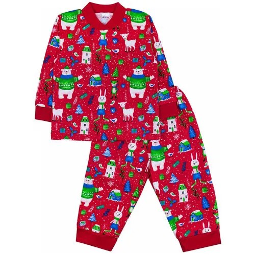 Пижама YOULALA, брюки, без карманов, манжеты, на резинке, брюки с манжетами, размер 122-128(68), красный
