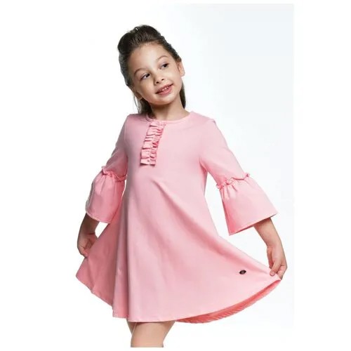 Платье Mini Maxi, хлопок, трикотаж, однотонное, размер 110, розовый