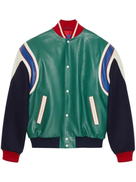 Gucci panelled leather bomber jacket, зеленый