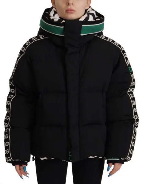 Куртка DOLCE - GABBANA Нейлоновый черный пуховик на молнии с королевским логотипом IT40/US6/S 2200usd