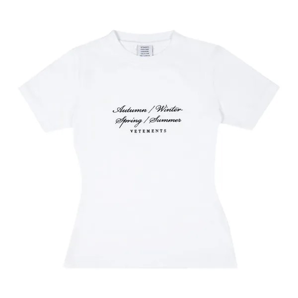 Футболка Vetements 4 Seasons Embroidered Logo Fitted  'White', белый