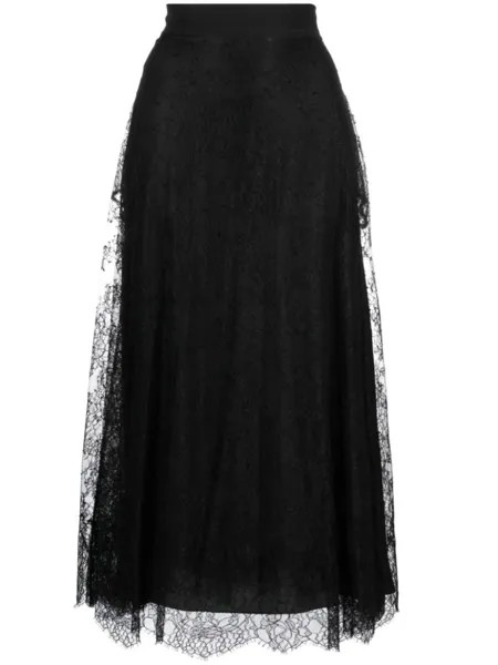 Elie Saab кружевная юбка миди, черный