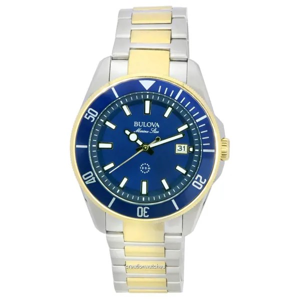 Bulova Морская звезда Двухцветный браслет Синий циферблат Кварцевый 98B334 100M Мужские часы