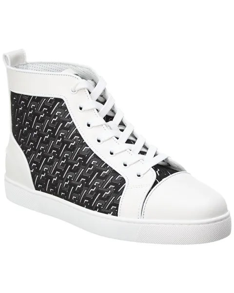 Christian Louboutin Louis Высокие кеды из парусины и кожи с покрытием, белый