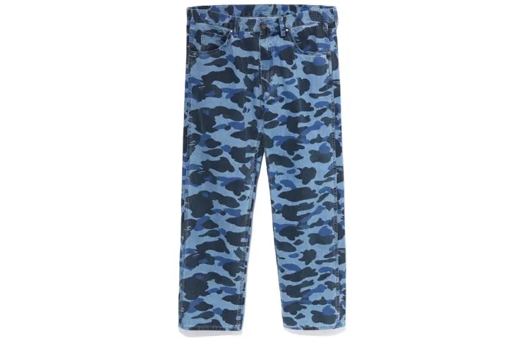 BAPE Цветные камуфляжные джинсовые брюки A Bathing Ape, синий