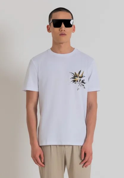 Футболка с принтом REGULAR FIT  WITH INJECTION-MOLDED EMBOSSED PRINT Antony Morato, белый