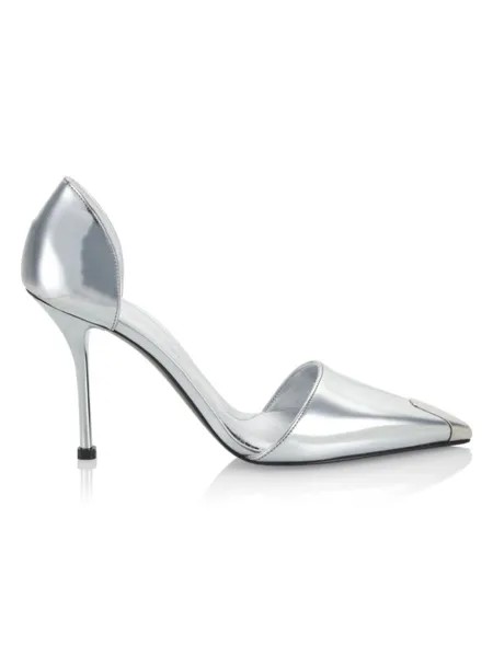 Кожаные туфли D'Orsay с эффектом металлик Alexander Mcqueen, серебро
