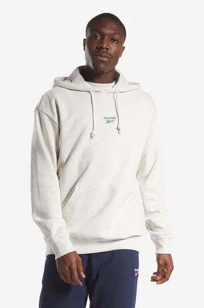 Хлопковая толстовка Small Vector Hoodie Reebok, бежевый