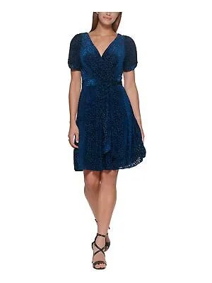 Женское синее вечернее платье с запахом выше колена DKNY 16
