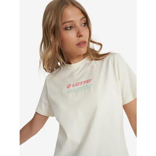 Футболка спортивная Lotto BLOCCO T-SHIRT W, размер L, молочный