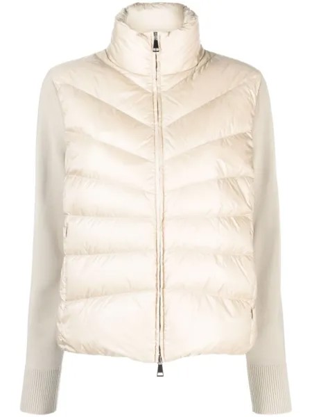 Moncler пуховик с трикотажными рукавами, нейтральный цвет