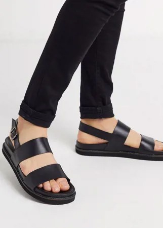 Черные кожаные сандалии Walk London-Черный