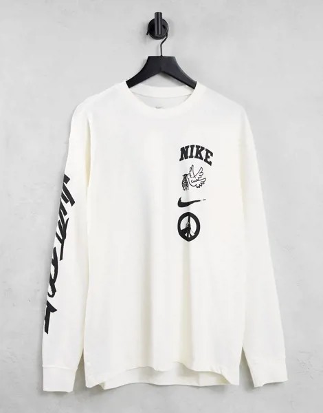 Лонгслив кремового цвета с рисунком на тему экологии Nike Basketball Move 2 Zero-Белый