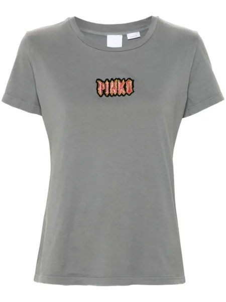 PINKO футболка с вышитым логотипом, серый