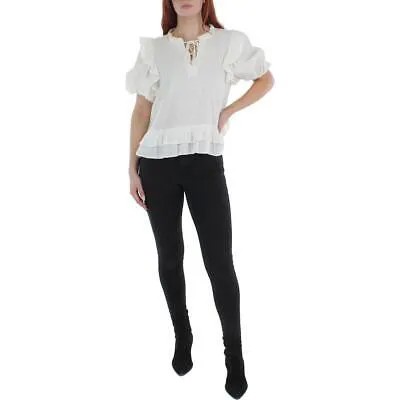 Женская белая хлопковая блузка Rhode с рюшами и завязкой спереди 8 BHFO 7440