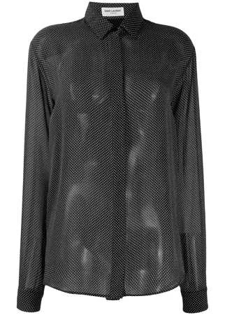 Saint Laurent полупрозрачная блузка в горох