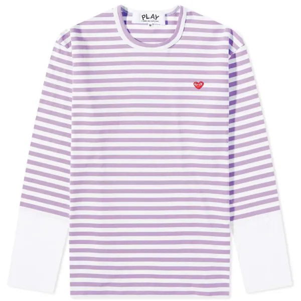 Футболка Comme des Garcons Play Long Sleeve Stripe Contrast Sleeve Te