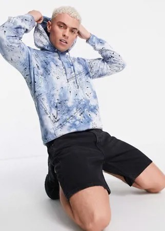 Голубой oversized-худи с принтом тай-дай и принтом банданы (от комплекта) Sixth June