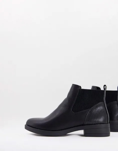 Черные ботинки челси на плоской подошве New Look-Черный цвет