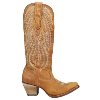 Сапоги Corral с золотой вышивкой и круглым носком, ковбойские женские коричневые повседневные ботинки A4216