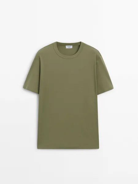 Хлопковая футболка с коротким рукавом Massimo Dutti, зеленый