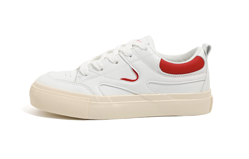 Кроссовки HUANQIU Skateboarding Shoes Women's Low-top White/Red, белый/красный