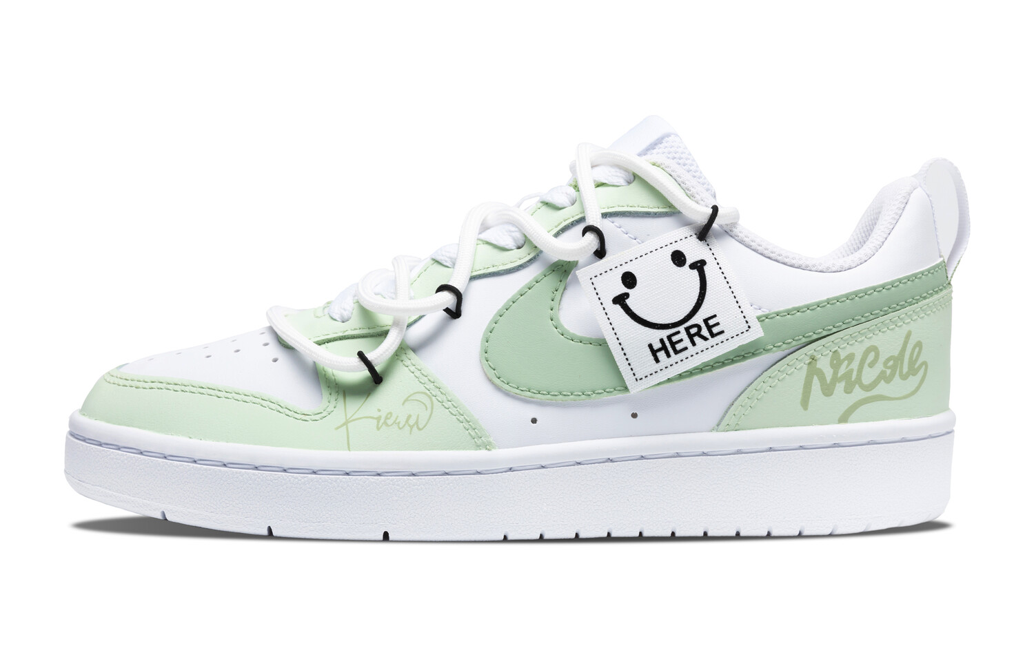 Кроссовки Nike Court Borough Skateboarding Shoes Women's Low-top White/green, зеленый