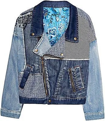 Женская джинсовая куртка Desigual Emi в стиле пэчворк, синяя, 38 лет
