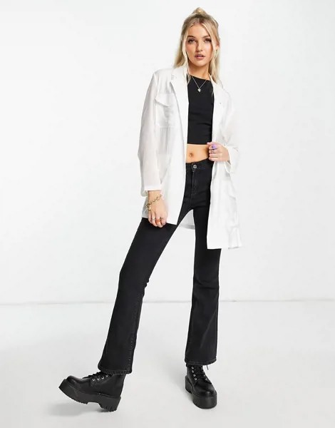 Белый легкий пиджак с поясом (от комплекта) French Connection