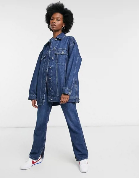 Синяя джинсовая куртка в стиле oversized из смесового органического хлопка ASOS DESIGN-Голубой