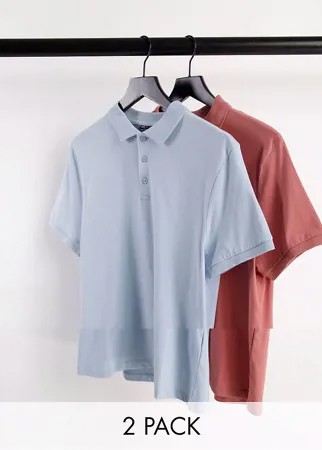 2 трикотажных поло из органического хлопка ASOS DESIGN-Multi