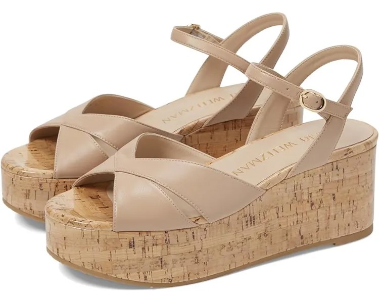Туфли Stuart Weitzman Carmen Midi Wedge, цвет Adobe