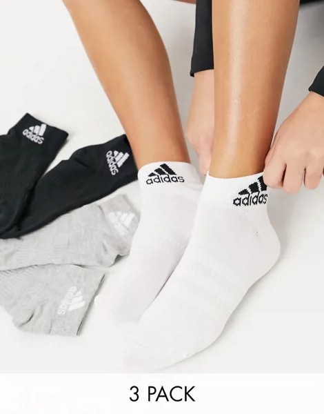 Набор из трех пар носков до щиколотки черного, белого и серого цвета adidas Training-Черный цвет