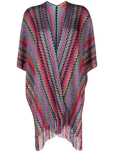 Кардиган с узором зигзаг и бахромой Missoni, розовый