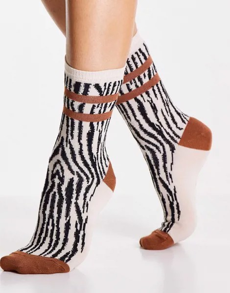 Кремовые бамбуковые носки с зебровым принтом Jonathan Aston-Светло-бежевый цвет