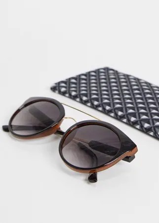 Черные круглые солнцезащитные очки French Connection-Черный