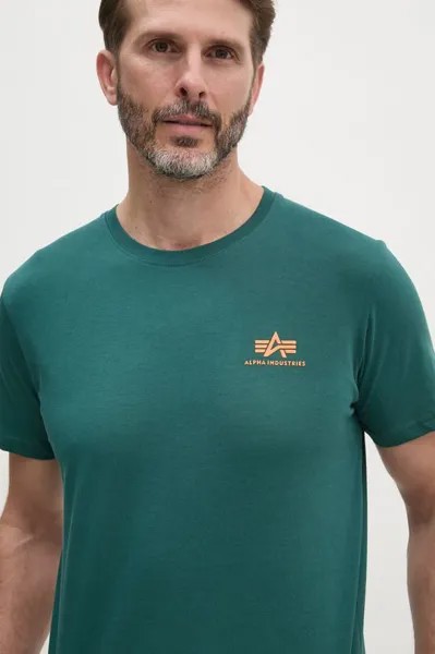 Хлопковая футболка Alpha Industries, зеленый