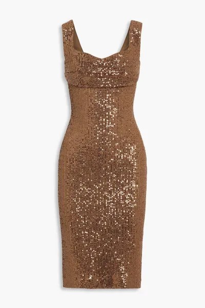 Платье из эластичного тюля с пайетками BADGLEY MISCHKA, коричневый