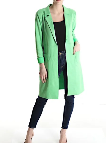 Замшевое пальто дастер с карманами, светло-зеленый