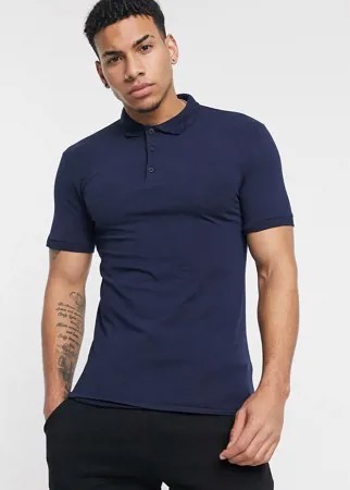 Темно-синее обтягивающее поло из органического хлопка ASOS DESIGN-Темно-синий