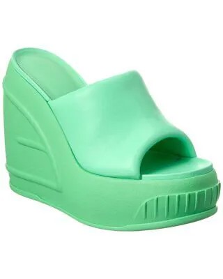 Женские кожаные сандалии на танкетке Fendi Fashion Show, зеленые 40