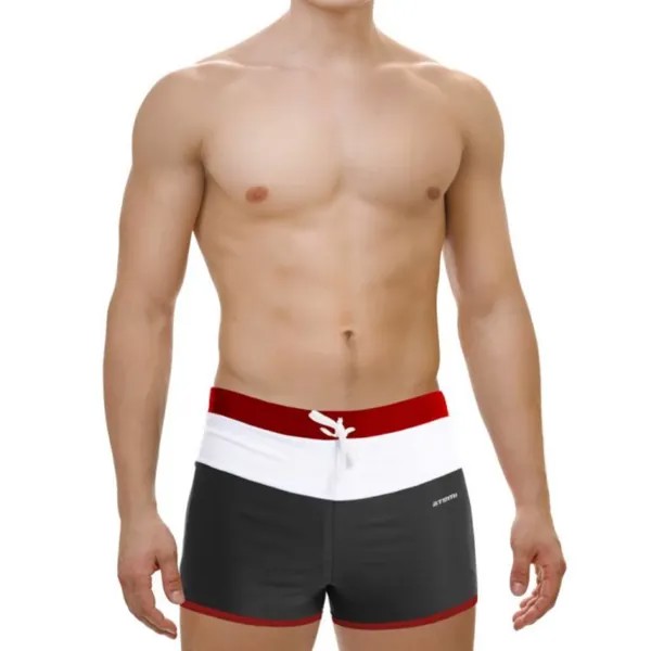 Плавки-шорты Atemi мужские, для бассейна, красно-серые, размер 52