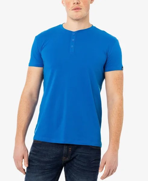 Мужская базовая футболка с короткими рукавами и вырезом на пуговицах X-Ray, синий