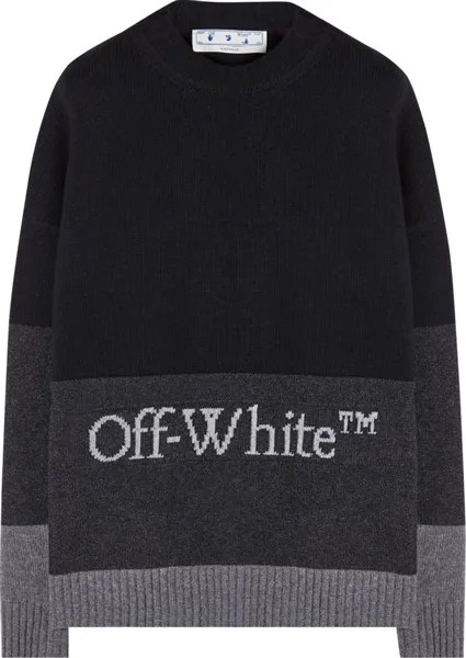 Свитер Off-White Blocked Knit Crewneck Sweater 'Black/White', черный