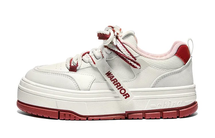 Кроссовки WARRIOR Skateboarding Shoes Women's Low-top Beige/Red, бежевый/красный