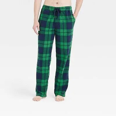 Мужские пижамные брюки из микрофлиса в клетку больших и высоких размеров — Goodfellow - Co, темно-зеленые