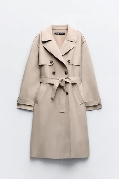 Тренч Zara Faux Suede, бежевый