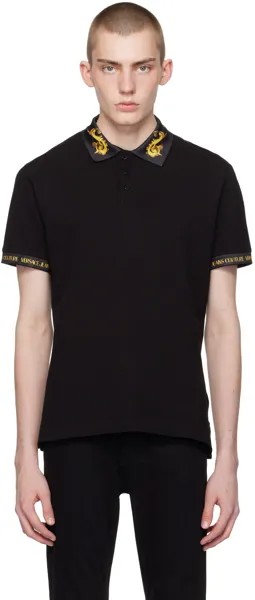 Черная футболка-поло с принтом Versace Jeans Couture